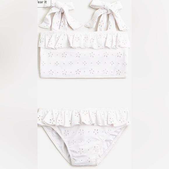 Crewcuts Other - CREWCUTS by J Crew minnow X eyelet tie shoulder two piece swimsuit with upf 50+